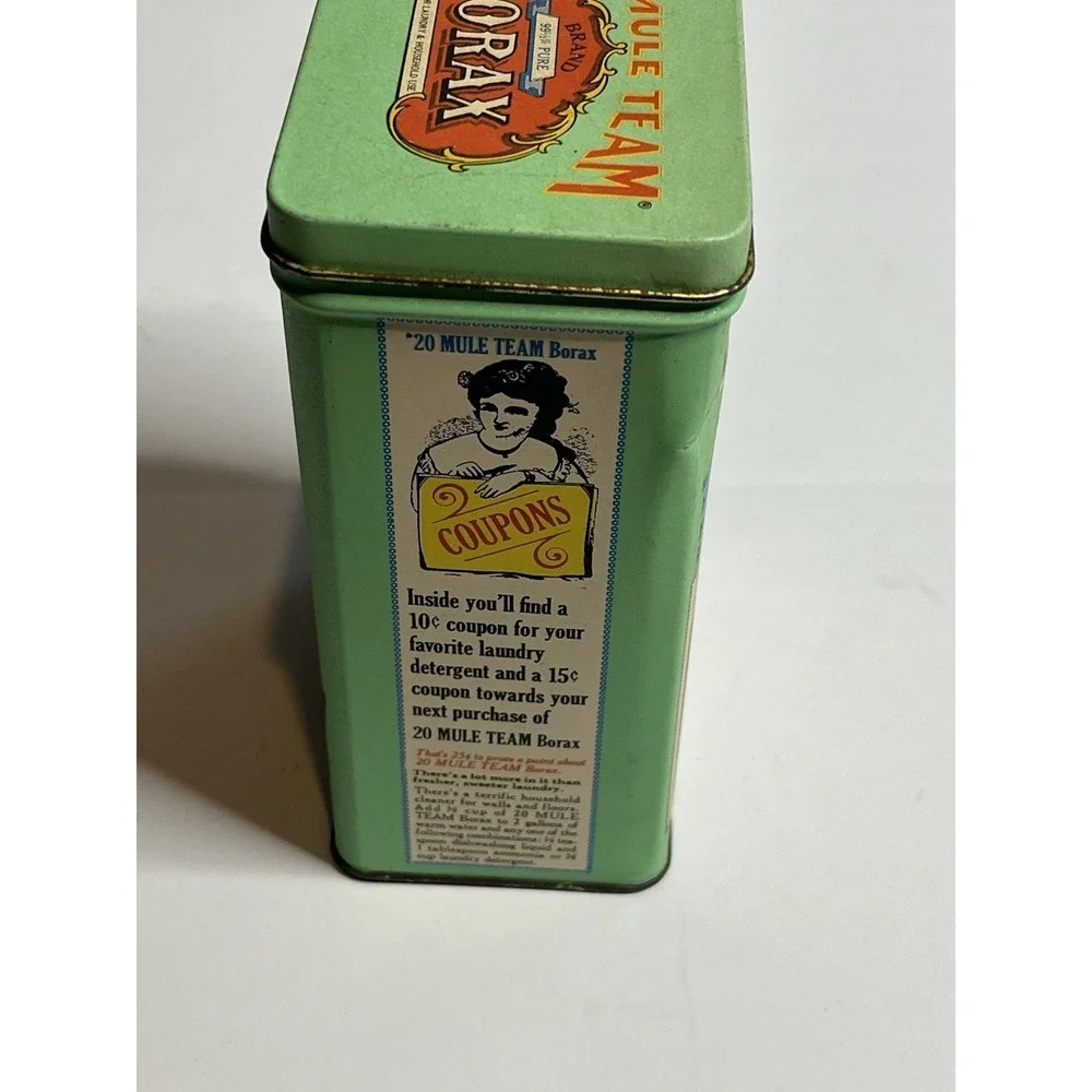 Retro Borax 20 Mule Team Repro Collectible Metal Storage Decorative Tin Can